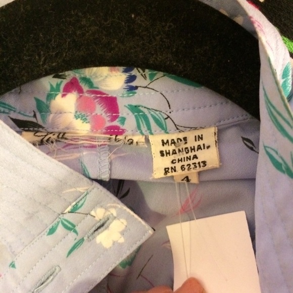 3/$30 VINTAGE 80S MIDI FLORAL DRESS COLLAR LONG SLEEVE MADE IN SHANGHAI SZ XS-S - Picture 10 of 14